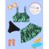 Arshiner Girls 3 Piece Swimsuit for Teen Girl Tankini Swimsuits Bathing Suit Beach Bikini Swimwear with Skirt(Green – Leaf)