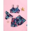 Arshiner Girls 3 Piece Swimsuit for Teen Girl Tankini Swimsuits Bathing Suit Beach Bikini Swimwear with Skirt(Navy Blue)