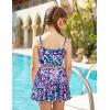 Arshiner Girls 3 Piece Swimsuit for Teen Girl Tankini Swimsuits Bathing Suit Beach Bikini Swimwear with Skirt(Navy Blue-floral 1)