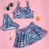 Arshiner Girls 3 Piece Swimsuit for Teen Girl Tankini Swimsuits Bathing Suit Beach Bikini Swimwear with Skirt(Navy Blue-floral 1)