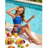 Arshiner Girls 3 Piece Swimsuit for Teen Girl Tankini Swimsuits Bathing Suit Beach Bikini Swimwear with Skirt(Navy Blue-floral 4)