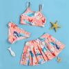 Arshiner Girls 3 Piece Swimsuit for Teen Girl Tankini Swimsuits Bathing Suit Beach Bikini Swimwear with Skirt(Orange)