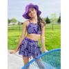 Arshiner Girls 3 Piece Swimsuit for Teen Girl Tankini Swimsuits Bathing Suit Beach Bikini Swimwear with Skirt(Purple)