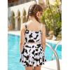 Arshiner Girls 3 Piece Swimsuit for Teen Girl Tankini Swimsuits Bathing Suit Beach Bikini Swimwear with Skirt(White-black)