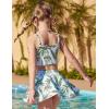 Arshiner Girls 3 Piece Swimsuit for Teen Girl Tankini Swimsuits Bathing Suit Beach Bikini Swimwear with Skirt(White-leaves)