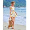Arshiner Girls 3 Piece Swimsuit for Teen Girl Tankini Swimsuits Bathing Suit Beach Bikini Swimwear with Skirt(White-sunflower)