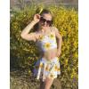 Arshiner Girls 3 Piece Swimsuit for Teen Girl Tankini Swimsuits Bathing Suit Beach Bikini Swimwear with Skirt(White-sunflower)