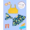 Arshiner Girls 3 Piece Swimsuit for Teen Girl Tankini Swimsuits Bathing Suit Beach Bikini Swimwear with Skirt(Yellow – Lemon)