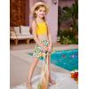 Arshiner Girls 3 Piece Swimsuit for Teen Girl Tankini Swimsuits Bathing Suit Beach Bikini Swimwear with Skirt(Yellow-floral)