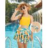 Arshiner Girls 3 Piece Swimsuit for Teen Girl Tankini Swimsuits Bathing Suit Beach Bikini Swimwear with Skirt(Yellow-floral)