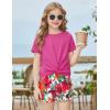 Arshiner Girls Clothing Sets Twist Front Top and Shorts 2 Piece Outfits Activewear Tracksuit 5-14 Year(Rose Red)