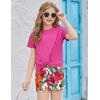 Arshiner Girls Clothing Sets Twist Front Top and Shorts 2 Piece Outfits Activewear Tracksuit 5-14 Year(Rose Red)