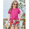 Arshiner Girls Clothing Sets Twist Front Top and Shorts 2 Piece Outfits Activewear Tracksuit 5-14 Year(Rose Red)