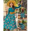Arshiner Girls Maxi Dress Long/Short Sleeve Casual Holiday Dress with Pockets for 5-13 Years(Long Sleeve Blue Floral)