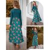Arshiner Girls Maxi Dress Long/Short Sleeve Casual Holiday Dress with Pockets for 5-13 Years(Long Sleeve Blue Floral)
