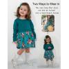 Arshiner Girls Maxi Dress Long/Short Sleeve Casual Holiday Dress with Pockets for 5-13 Years(Long Sleeve Blue Floral)