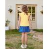 Arshiner Girls Ruffle Short Sleeve Shirts Cute Summer Frill Neck Pleated Textured Blouse Tops(Yellow)