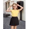 Arshiner Girls Ruffle Short Sleeve Shirts Cute Summer Frill Neck Pleated Textured Blouse Tops(Yellow)