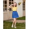 Arshiner Girls Ruffle Short Sleeve Shirts Cute Summer Frill Neck Pleated Textured Blouse Tops(Yellow)