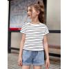 Arshiner Girls Shirt Crop Tops Short Sleeve Summer Drop Shoulder Batwing Sleeve Crewneck Loose T Shirt Tee(Black Stripe)