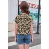 Arshiner Girls Shirt Crop Tops Short Sleeve Summer Drop Shoulder Batwing Sleeve Crewneck Loose T Shirt Tee(Leopard Print)