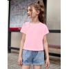 Arshiner Girls Shirt Crop Tops Short Sleeve Summer Drop Shoulder Batwing Sleeve Crewneck Loose T Shirt Tee(Pink)