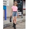 Arshiner Girls Shirt Crop Tops Short Sleeve Summer Drop Shoulder Batwing Sleeve Crewneck Loose T Shirt Tee(Pink)
