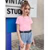Arshiner Girls Shirt Crop Tops Short Sleeve Summer Drop Shoulder Batwing Sleeve Crewneck Loose T Shirt Tee(Pink)