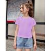 Arshiner Girls Shirt Crop Tops Short Sleeve Summer Drop Shoulder Batwing Sleeve Crewneck Loose T Shirt Tee(Purple)