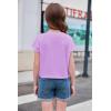 Arshiner Girls Shirt Crop Tops Short Sleeve Summer Drop Shoulder Batwing Sleeve Crewneck Loose T Shirt Tee(Purple)