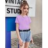 Arshiner Girls Shirt Crop Tops Short Sleeve Summer Drop Shoulder Batwing Sleeve Crewneck Loose T Shirt Tee(Purple)