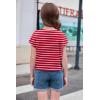 Arshiner Girls Shirt Crop Tops Short Sleeve Summer Drop Shoulder Batwing Sleeve Crewneck Loose T Shirt Tee(Red Stripe)
