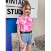 Arshiner Girls Shirt Crop Tops Short Sleeve Summer Drop Shoulder Batwing Sleeve Crewneck Loose T Shirt Tee(Tie Dye Hot Pink)