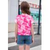 Arshiner Girls Shirt Crop Tops Short Sleeve Summer Drop Shoulder Batwing Sleeve Crewneck Loose T Shirt Tee(Tie Dye Hot Pink)