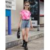 Arshiner Girls Shirt Crop Tops Short Sleeve Summer Drop Shoulder Batwing Sleeve Crewneck Loose T Shirt Tee(Tie Dye Hot Pink)