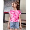 Arshiner Girls Shirt Crop Tops Short Sleeve Summer Drop Shoulder Batwing Sleeve Crewneck Loose T Shirt Tee(Tie Dye Hot Pink)