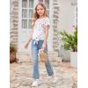 Arshiner Girls Short Sleeve Shirts Tie Knot Front Tops T Shirts for Kids Crewneck Cute Casual Tie Dye Tee Blouse(Flowers)