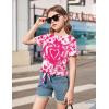 Arshiner Girls Short Sleeve Shirts Tie Knot Front Tops T Shirts for Kids Crewneck Cute Casual Tie Dye Tee Blouse(Tie Dye Heart)
