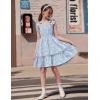 Arshiner Girls Summer Dress Bow-Tie Straps Sleeveless Flowy Ruffle Trim Boho Beach Casual Sundress(Mint Green Floral)