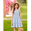 Arshiner Girls Summer Dress Bow-Tie Straps Sleeveless Flowy Ruffle Trim Boho Beach Casual Sundress(Mint Green Floral)