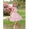 Arshiner Girls Summer Dress Bow-Tie Straps Sleeveless Flowy Ruffle Trim Boho Beach Casual Sundress(Pink Floral)