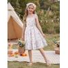 Arshiner Girls Summer Dress Bow-Tie Straps Sleeveless Flowy Ruffle Trim Boho Beach Casual Sundress(Purple Floral)