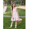 Arshiner Girls Summer Dress Bow-Tie Straps Sleeveless Flowy Ruffle Trim Boho Beach Casual Sundress(Purple Floral)
