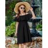Arshiner Girls Summer Floral Ruffle Sundress Cold Shoulder Casual Holiday Dresses(Black)