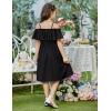 Arshiner Girls Summer Floral Ruffle Sundress Cold Shoulder Casual Holiday Dresses(Black)