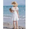 Arshiner Girls Tie Back Short Sleeve Ruffle Hem Off Shoulder Casual Elegant Dresses(A-white)