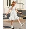 Arshiner Girls Tie Back Short Sleeve Ruffle Hem Off Shoulder Casual Elegant Dresses(A-white)