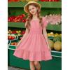 Arshiner Girls Tie Back Short Sleeve Ruffle Hem Off Shoulder Casual Elegant Dresses(B-orange Pink)