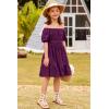 Arshiner Girls Tie Back Short Sleeve Ruffle Hem Off Shoulder Casual Elegant Dresses(B-purple)