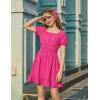 Arshiner Girls Tie Back Short Sleeve Ruffle Hem Off Shoulder Casual Elegant Dresses(B-rose Red)